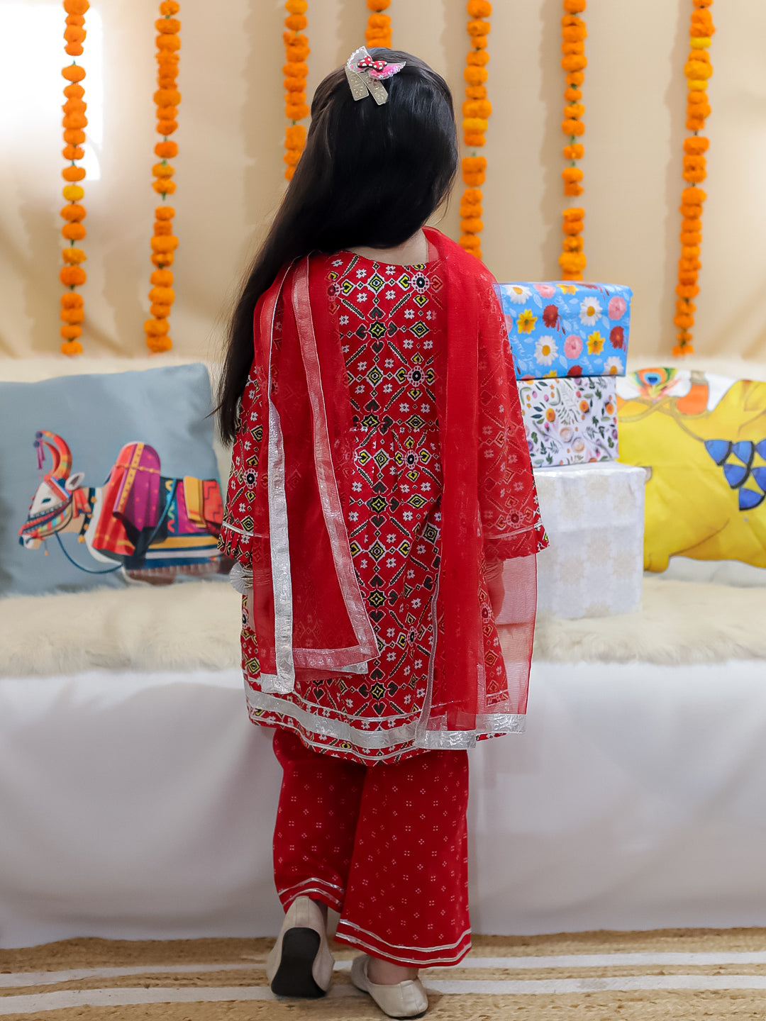 Ethnic Suit Set for Girls - Red | BR24SU51RDA | DesiQlo