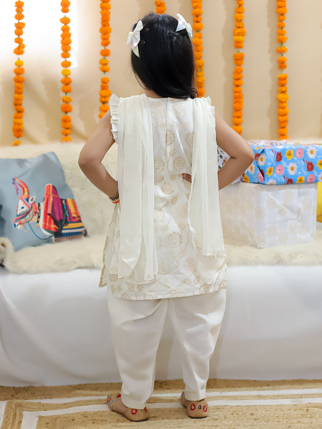 Ethnic Suit Set for Girls - Off White | BR24SU52WHA | DesiQlo