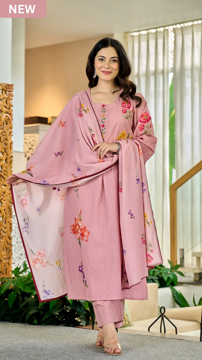 Cotton Kurta Set for Women - Pink | MLWSHKS8881PNK | DesiQlo