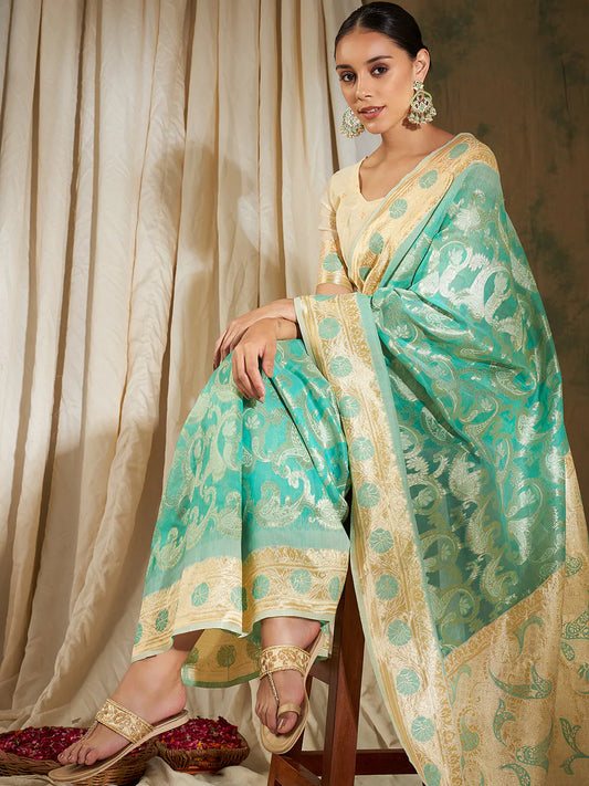 Womens Fashion Ethnic Sea Green Color Sarees-MLSHWSA1195SGR0ONE 1080