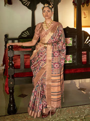 Women's Blend Blue Printed Designer Saree With Blouse Piece-HOLAND53C