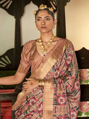 Women's Blend Blue Printed Designer Saree With Blouse Piece-HOLAND53C