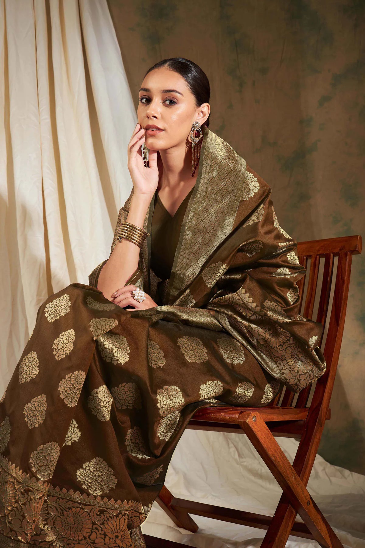 Womens Fashion Ethnic Coffee Brown Color Sarees-MLSHWSA1112CBR0ONE