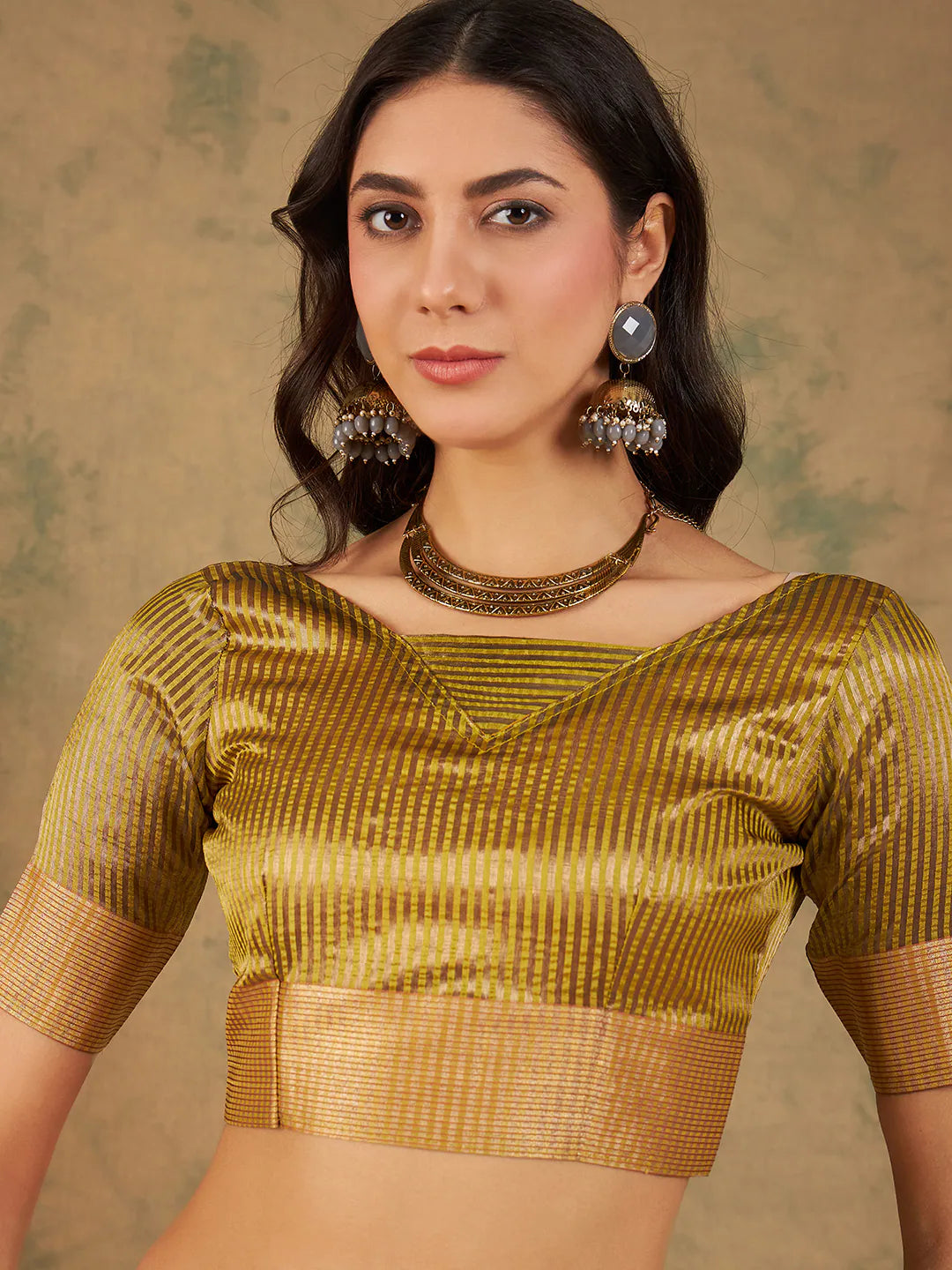 Yellow Organza Saree: Womens Indian Sari - Banarasi Touch