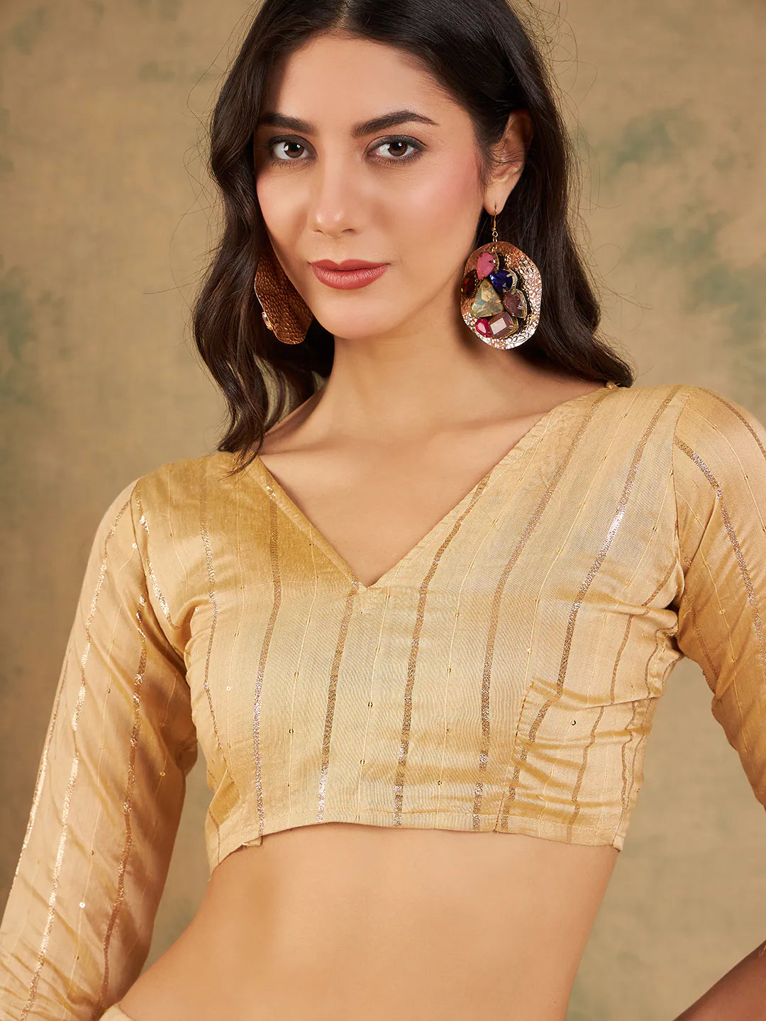 Beige Organza Saree | Indian Sarees - Woven Design