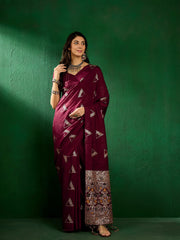 Womens Fashion Ethnic Maroon Color Sarees-MLSHWSA1307MRN0ONE