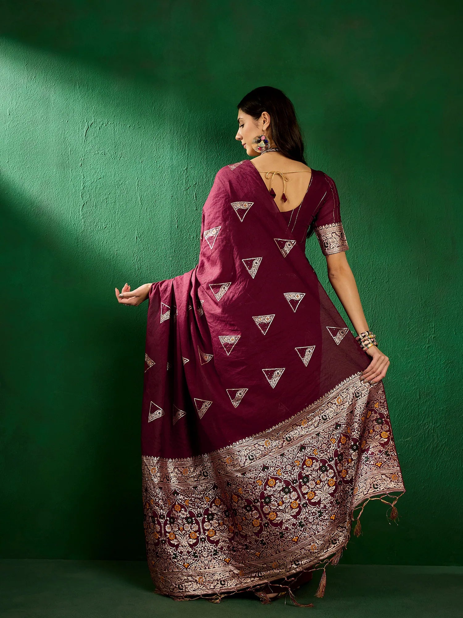 Maroon Woven Polyester Saree | Designer Sarees India