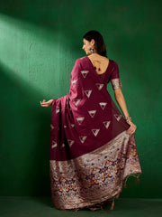 Womens Fashion Ethnic Maroon Color Sarees-MLSHWSA1307MRN0ONE