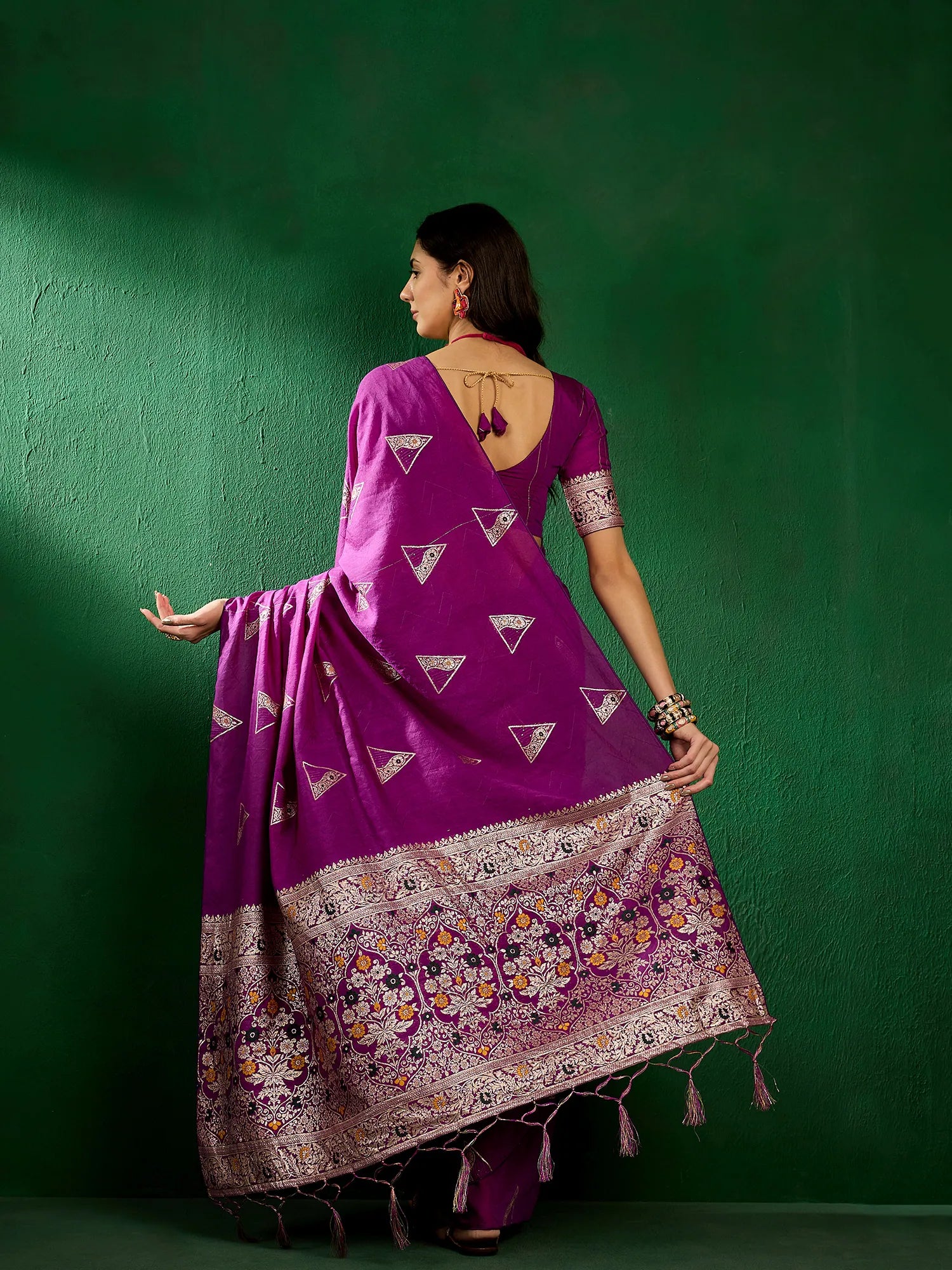 Purple Woven Polyester Saree - Indian Sari Elegance