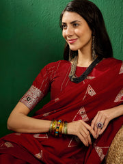 Womens Fashion Ethnic Red Color Sarees-MLSHWSA1309RED0ONE