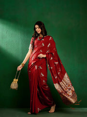 Womens Fashion Ethnic Red Color Sarees-MLSHWSA1309RED0ONE