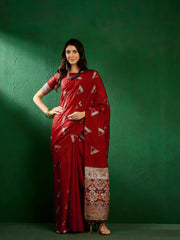 Womens Fashion Ethnic Red Color Sarees-MLSHWSA1309RED0ONE