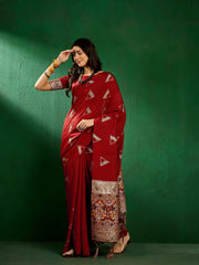 Womens Fashion Ethnic Red Color Sarees-MLSHWSA1309RED0ONE