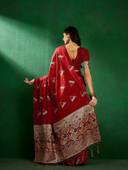 Womens Fashion Ethnic Red Color Sarees-MLSHWSA1309RED0ONE