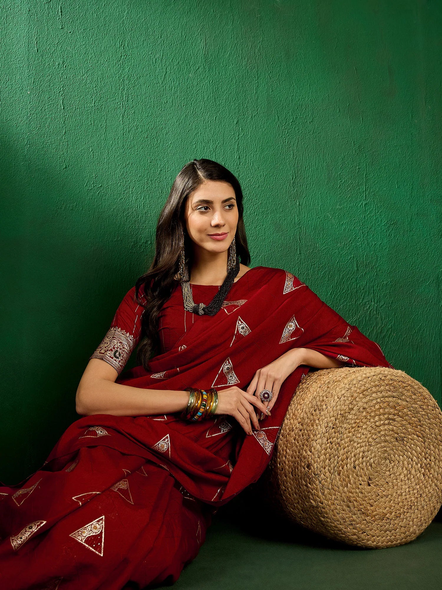 Red Polyester Saree: Indian Wedding Sarees & Designer Look