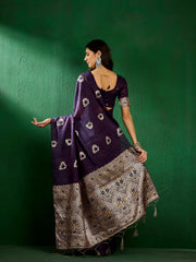 Womens Fashion Ethnic Navy Blue Color Sarees-MLSHWSA1314NBL0ONE