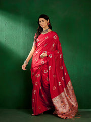 Womens Fashion Ethnic Red Color Sarees-MLSHWSA1313RED0ONE