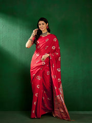 Womens Fashion Ethnic Red Color Sarees-MLSHWSA1313RED0ONE