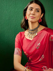 Womens Fashion Ethnic Red Color Sarees-MLSHWSA1313RED0ONE