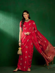Womens Fashion Ethnic Red Color Sarees-MLSHWSA1313RED0ONE