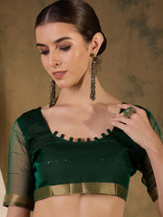 Womens Fashion Ethnic Green Color Sarees-MLSHWSA1369GRN0ONE