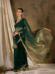 Womens Fashion Ethnic Green Color Sarees-MLSHWSA1369GRN0ONE