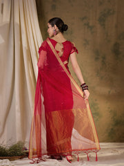 Womens Fashion Ethnic Red Color Sarees-MLSHWSA1371RED0ONE