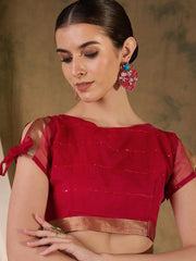 Womens Fashion Ethnic Red Color Sarees-MLSHWSA1371RED0ONE