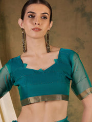 Womens Fashion Ethnic Teal Color Sarees-MLSHWSA1372TEL0ONE