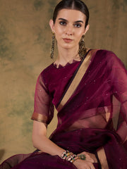 Womens Fashion Ethnic Wine Color Sarees-MLSHWSA1373WNE0ONE