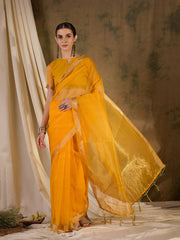 Womens Fashion Ethnic Yellow Color Sarees-MLSHWSA1374YLW0ONE