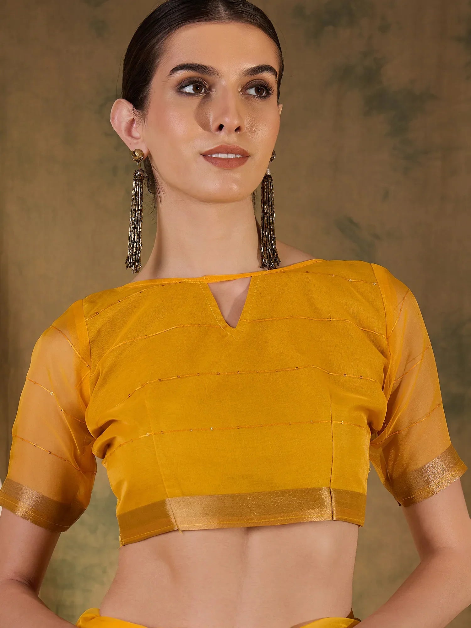 Yellow Organza Saree | Sophisticated Designer Sarees India