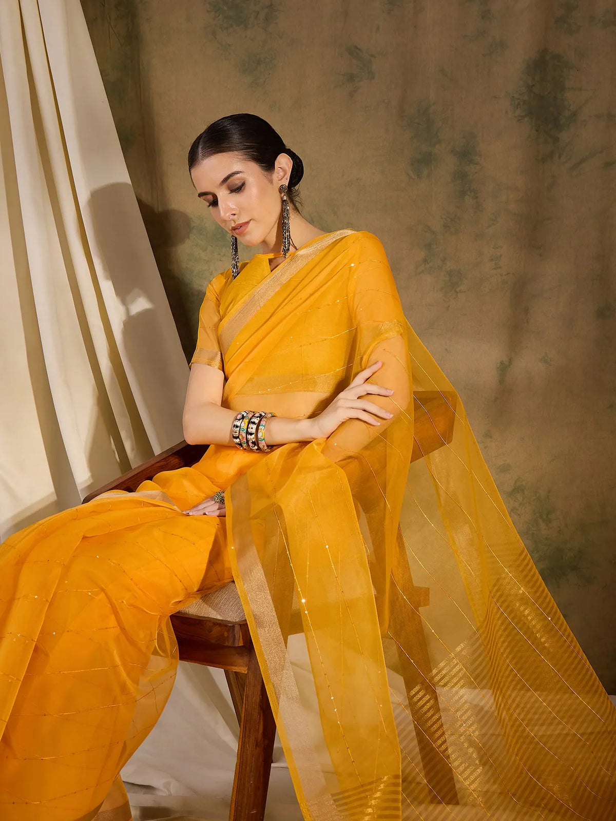 Womens Fashion Ethnic Yellow Color Sarees-MLSHWSA1374YLW0ONE