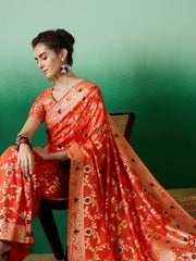 Womens Fashion Ethnic Orange Color Sarees-MLSHWSA1375ORG0ONE