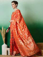 Womens Fashion Ethnic Orange Color Sarees-MLSHWSA1375ORG0ONE