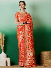 Womens Fashion Ethnic Orange Color Sarees-MLSHWSA1375ORG0ONE