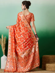 Womens Fashion Ethnic Orange Color Sarees-MLSHWSA1375ORG0ONE