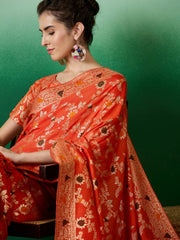 Womens Fashion Ethnic Orange Color Sarees-MLSHWSA1375ORG0ONE