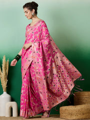 Womens Fashion Ethnic Pink Color Sarees-MLSHWSA1376PNK0ONE