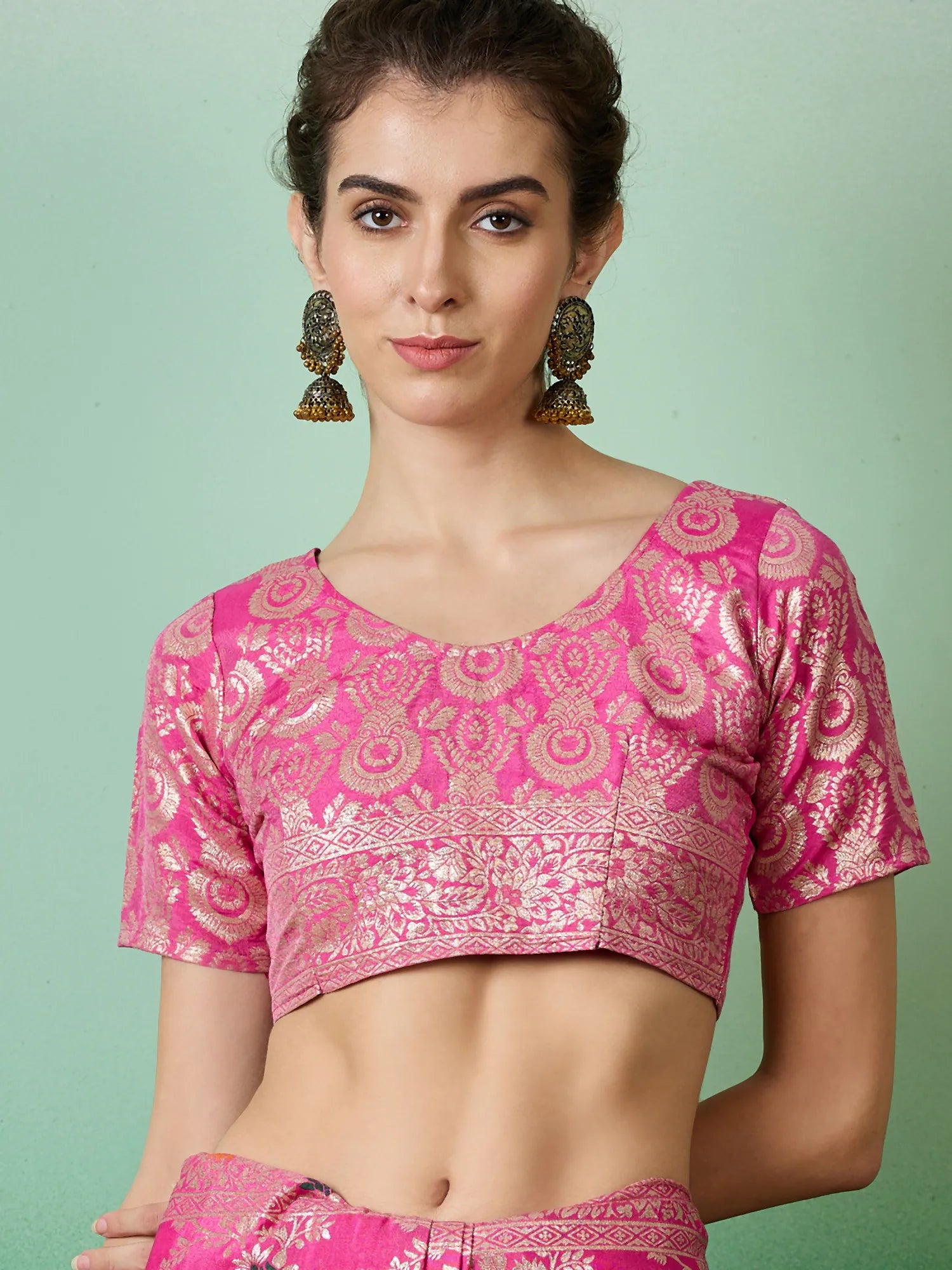 Pink Polyester Saree | Stylish Designer Sarees India