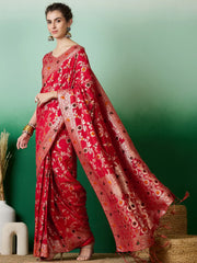 Womens Fashion Ethnic Red Color Sarees-MLSHWSA1377RED0ONE