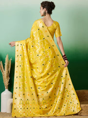 Womens Fashion Ethnic Yellow Color Sarees-MLSHWSA1379YLW0ONE