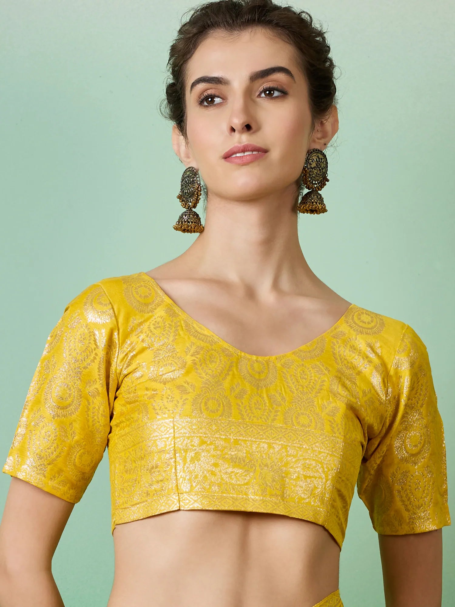 Yellow Polyester Saree: Indian Sarees & Woven Design
