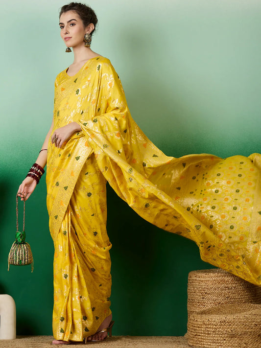 Womens Fashion Ethnic Yellow Color Sarees-MLSHWSA1379YLW0ONE 1500