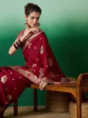 Womens Fashion Ethnic Maroon Color Sarees-MLSHWSA1381MRN0ONE