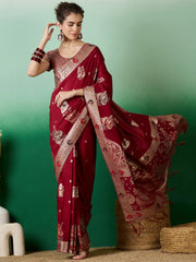 Womens Fashion Ethnic Maroon Color Sarees-MLSHWSA1381MRN0ONE