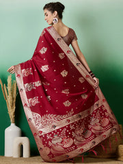 Womens Fashion Ethnic Maroon Color Sarees-MLSHWSA1381MRN0ONE