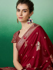 Womens Fashion Ethnic Maroon Color Sarees-MLSHWSA1381MRN0ONE