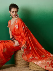 Womens Fashion Ethnic Orange Color Sarees-MLSHWSA1382ORG0ONE