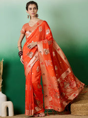 Womens Fashion Ethnic Orange Color Sarees-MLSHWSA1382ORG0ONE